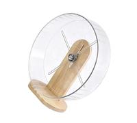 Mekalero Roue d'exercice anti-bruit pour petits animaux avec base stable en bois naturel et acrylique transparent pour hamster, jouet antidérapant pour petits animaux de compagnie
