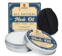 MEKER Huile de vison, huile de vison pour bottes en cuir, revitalisant entièrement naturel pour cuir avec éponge, 100 ml