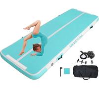 MEKETUM Air Gym Track Tapis de Gymnastique Rythmique Gonflable 2m 3m 4m 5m Epais 10/20cm pour la maison, l'entraînement, le tumbling, le yoga, l'extérieur, le fitness (Vert, 5m20)