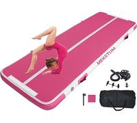 MEKETUM Air Gym Track Tapis de Gymnastique Rythmique Gonflable 2m 3m 4m 5m Epais 10/20cm pour la maison, l'entraînement, le tumbling, le yoga, l'extérieur, le fitness (Rose, 4m10)