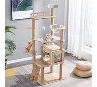 Mekidulu Grand arbre à chat de 170 cm, avec 2 capsules spatiales, 14 piliers en jute, échelle, grotte, jouets pour chat, plateformes en peluche, capacité de charge 30 kg