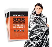 MEKKAPRO Couverture de Survie Lot de 4 Couvertures Thermiques en Mylar Imperméable Premiers Secours et Urgences Isolation Contre Le Froid Sauvetage Randonnée Camping 132 x 208 cm (Argent Thermique)