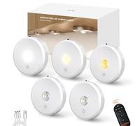 MEKKLEON Puck lumières avec télécommande Rechargeable, sans fil sous l’éclairage d’armoire,2000mAh à piles Tap Push Touch lumières (White, 5 Pcs)