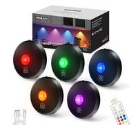 MEKKLEON Puck lumières avec télécommande Rechargeable, sans fil sous l’éclairage d’armoire,2000mAh à piles Tap Push Touch lumières (Black, 5 Pcs)