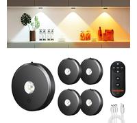 MEKKLEON Puck lumières avec télécommande Rechargeable, sans fil sous l’éclairage d’armoire,2000mAh à piles Tap Push Touch lumières (couleur bois, 3 Pcs) (Dark grey, 5 Pcs)