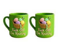 MEKLITRZ 2 Tasses Fantaisie Amusantes, Tasse Fuck Off I'm Knitting, Tasse En Céramique Sarcastique Drôle for Tricoteurs Amateurs Crochet Maman Papa Artisans Anniversaires Vacances