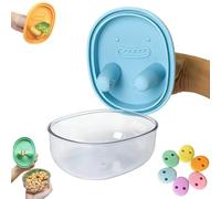 MEKLITRZ Boîte À Collation Sans Gâchis Avec Protection for Les Doigts, Récipient À Collation Portable Anti-fuite, Bol À Collation Réutilisable En Silicone De Qualité Alimentaire(Blue)