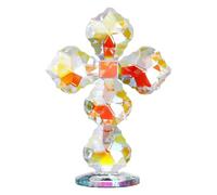 MEKLITRZ Croix Cristal Sculptée Main 15,2 cm, Décoration Bureau Cristal K9 Entièrement Coupée À 360°, Cadeau Spirituel Chrétien for Baptême Mariage Noël Maison Autel Bureau(C(Dazzling))