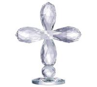 MEKLITRZ Croix Cristal Sculptée Main 15,2 cm, Décoration Bureau Cristal K9 Entièrement Coupée À 360°, Cadeau Spirituel Chrétien for Baptême Mariage Noël Maison Autel Bureau(B(Clear))