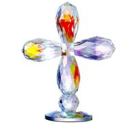 MEKLITRZ Croix Cristal Sculptée Main 15,2 cm, Décoration Bureau Cristal K9 Entièrement Coupée À 360°, Cadeau Spirituel Chrétien for Baptême Mariage Noël Maison Autel Bureau(B(Dazzling))