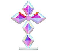 MEKLITRZ Croix Cristal Sculptée Main 15,2 cm, Décoration Bureau Cristal K9 Entièrement Coupée À 360°, Cadeau Spirituel Chrétien for Baptême Mariage Noël Maison Autel Bureau(E(Clear))