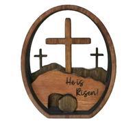 MEKLITRZ Décoration De Pâques Chrétienne « He is Risen » Décoration De Pâques en Bois for Le Tombeau De Jésus 14 cm Ornement De Maison for La Naissance De Jésus for Bureau Et Table