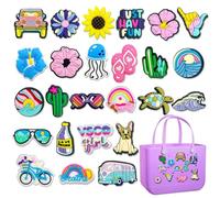 MEKLITRZ Lot De 25 Breloques D'été for Sac Bogg - Accessoires Indispensables Plage, Décorations DIY Sur Le Thème La Chaussures, Sacs, Amovibles Enfants Et Adultes
