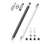 MEKO Stylet Tactile Magnétique 3 en 1 Stylet pour Tablette avec Embout en Fibre, Caoutchouc et Disque, Compatible avec Tablettes/Téléphones comme iPhone/iPad/Samsung/Huawei/Xiaomi - Noir + Blanc