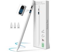 MEKO Stylet Universel avec Affichage LED de Niveau de Batterie, Stylet Magnétique pour Écran Tactile, Compatible avec Samsung/Huawei/Lenovo/Android/Harmony OS/Xiaomi Tablettes & iPhone（Blanc）