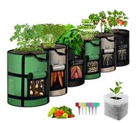 MEKOLIFE Grow Bags Lot de 6 Sacs de Culture de Pommes de Terre de 37 litres avec fenêtre pour récolter, Pots en Tissu épais avec poignées, Sacs de Jardin pour cultiver des légumes, Pommes de Terre,