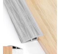 MEKOTRIN 2M Barre de Seuil Adhesive de Porte en PVC, Bandes de Transition Sol Rampe de Seuil Pente de Seuil, 10mm, pour des Hauteurs de 7-10mm(Grain de Bois Gris)