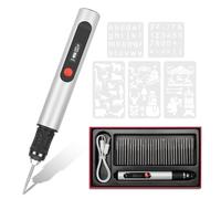 MEKOTRIN Stylo Graveur Électrique sans Fil, Mini Outil de Gravure Rechargeable avec 30 Embouts 5 Pochoirs, Kit de Graveur Rotatif de Bricolage Portable pour Verre Bijoux Bois Plastique Métal Pierre