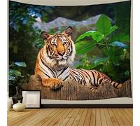MEKPAM 3D Forêt Tigre Tapisserie Bohème Impression Tenture Tissu Tapisserie Montagne Animal Mur Tapisserie 150X100cm