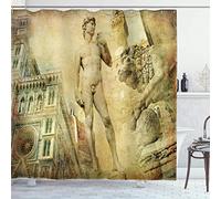 MEKPAM Rideau De Douche Italie Florence Art Collage Michelangelo David Renaissance Tissu Tissu Salle De Bain Décor 180x180cm
