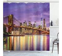 MEKPAM Rideau De Douche New York NYC Exquis Skyline Manhattan Broadway Vieux Quartier Touristique Pays Impression Tissu Salle De Bain Décor 180X180cm