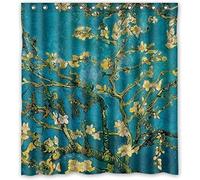 MEKPAM Van Gogh Peinture À l'huile Fleurs D'Amandier Beau Motif Tissu Imperméable Rideau De Douche Bain Décor Rideau 180x180cm