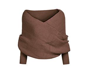 Mekta Foulard multifonction, pour femme, cape, écharpe, mode d'hiver, unisexe, chaud, crochet, écharpe tricotée, cape avec manches, café