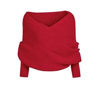 Mekta Foulards et Capes Multifonctionnels Femmes et Unisexe Chaud Crochet Tricoté Wrap Wrap Capes avec Manches pour Hiver Mode, Rouge, 220*40cm/86.61*15.74inch