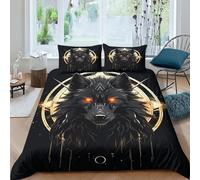 MekUk Loup Housse De Couette 3D Imprimé Parure De Lit pour Garçons Filles Ados Parure Ensemble De Literie Soft avec Taies d'oreiller Double（200x200cm）