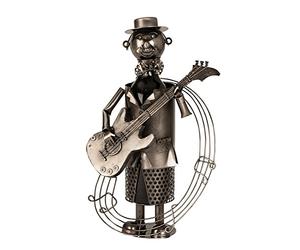 Mel-O-Design Bouteille de vin Moderne Porte Bouteille Stand Guitariste de métal Hauteur 37 cm