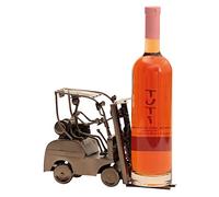 Mel-O-Design Porte-Bouteille de vin Moderne métal Chariot élévateur en Argent Hauteur 17 cm Largeur 25 cm