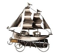 Mel-O-Design Porte-Bouteille de vin Moderne Support en Bois métal Sailship en Argent Hauteur 38,5 cm