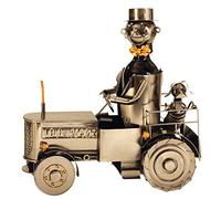 Mel-O-Design Porte-Bouteille Extravagant Porte-Bouteille Tracteur en métal en Argent Hauteur 22,5 cm