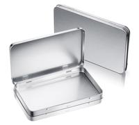 melairo Boîte Rectangulaire en Métal avec Couvercle à Charnière en Métal, Boîte Vide en Métal, Conteneur de Rangement en Argent, Boîte en Fer Blanc, 2 Pièces