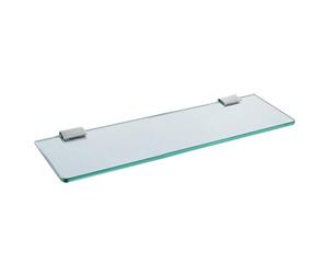 Melairy Étagère murale en verre trempé de 25 cm en acier inoxydable transparent avec support chromé pour salle de bain, chambre à coucher, cuisine, balcon