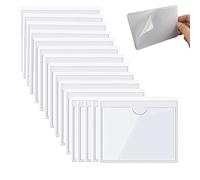 Melairy Lot de 20 Pochettes adhésives Transparentes et Porte-étiquettes pour classeur, Cartes de Visite, Pochette Autocollante, Pochette Adhesive Pare Brise Porte - Pochette (Size:10X5CM(3.9X2Inch),)
