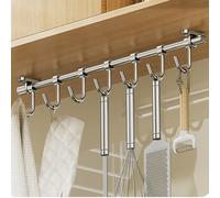 Melairy Porte-ustensiles mural brossé avec 6 crochets en acier inoxydable pour ustensiles de cuisine, salle de bain (40 cm)