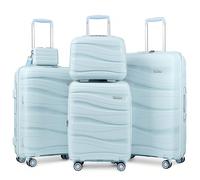 Melalenia - Ensemble de 5 valises rigides en polypropylène avec roulettes pivotantes - (Valise cabine extensible 20 po) (24 po 28 po) 1 : Ensemble de 5 bagages : 1 bagage cabine de 50,8 cm, 1 valise m