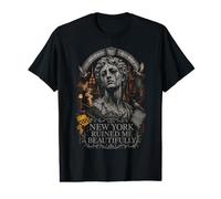 Melancholy NYC Statue Pigeons Voyage Urban Art T-Shirt Graphique avec Valeur