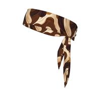 Mélange de couleurs café imprimé double face bandana de sport avec cordon de serrage double face adapté pour le tennis, la course à pied et le yoga