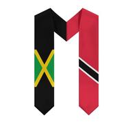 Mélange de drapeaux de la Jamaïque et de Trinité-et-Tobago : étoles, châles, écharpes et cols en V pour les étudiants en fin d’études.