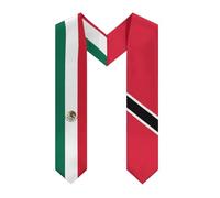 Mélange de drapeaux du Mexique et de Trinité-et-Tobago : étoles, châles, écharpes et cols en V pour les étudiants en fin d’études.