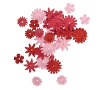 Mélange De Fleurs En Papier, Teintes Rouges / Rosées, 1,5 - 2,5 Cm, 4 Sortes, Tube - 36 Pces