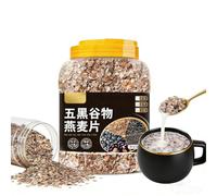 Mélange De Flocons D'avoine Aux Cinq Grains Noirs, 1 Kg En Pot - Céréale Instantanée Sans Sucre Ajouté, Facile À Préparer