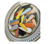 Mélange de mosaïque de verre de cristal, 100g Ceramic Mosaic Tiles Oval Leaf Petal Shape Multicolor DIY Craft Home Wall Decoration(Multi Color Mix)