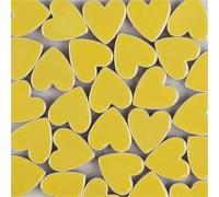 Mélange de mosaïque de verre de cristal, 24 Pcs Heart Shape Porcelain Mosaic Tiles Multicolor 105g/3.5oz 2.3x2.25x0.6cm DIY Craft(Yellow)