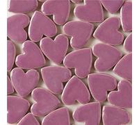 Mélange de mosaïque de verre de cristal, 24 Pcs Heart Shape Porcelain Mosaic Tiles Multicolor 105g/3.5oz 2.3x2.25x0.6cm DIY Craft(Purple)