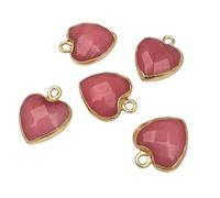 Mélange de pendentifs en pierre forme cœur, ensemble charmes d'amour