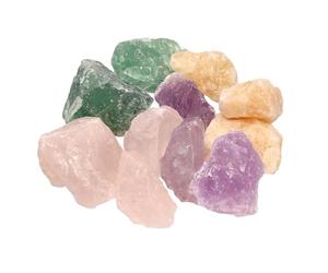 Mélange de pierres à eau « Sommeil réparateur » | Kit d'eau de pierres précieuses | Pierres brutes 100 % naturelles | Calcite orange + quartz rose + fluorite + améthyste 300 g Lebensquelle Plus