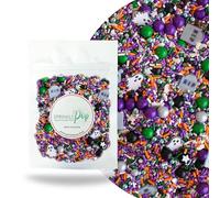Mélange de saupoudrer de cimetière au lit de lune | Mélange d'orange, violet, vert, argent, noir | Saupoudrer d'Halloween de papier gaufrette de fantôme et de pierres tombales déchirées parfait pour
